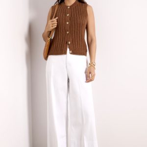 Stretch Twill Cropped Wide Leg