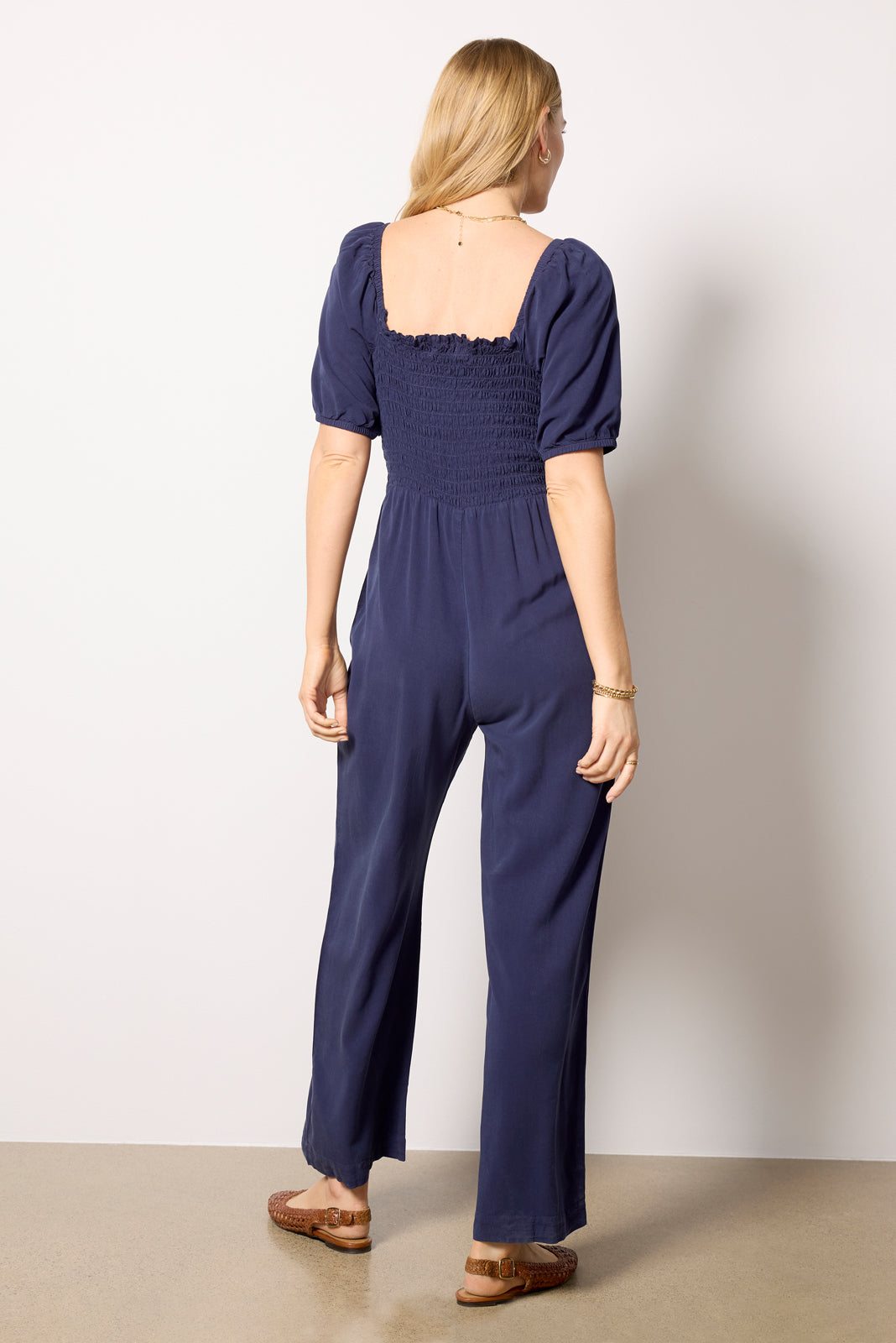 Puff Sleeve Belt Tie Jumpsuit - Image 4