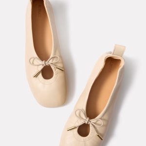 Rosalind Cream Leather Ballet Flats