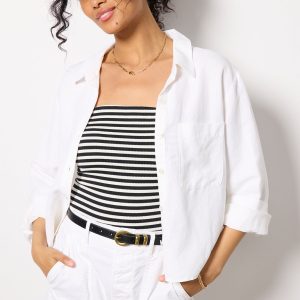 Sophia Linen Crop Shirt