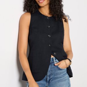 Natalia Long Linen Vest