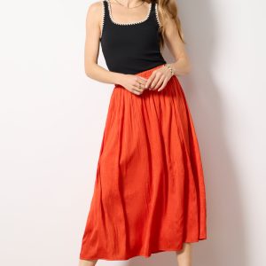 Claire Satin Midi Skirt