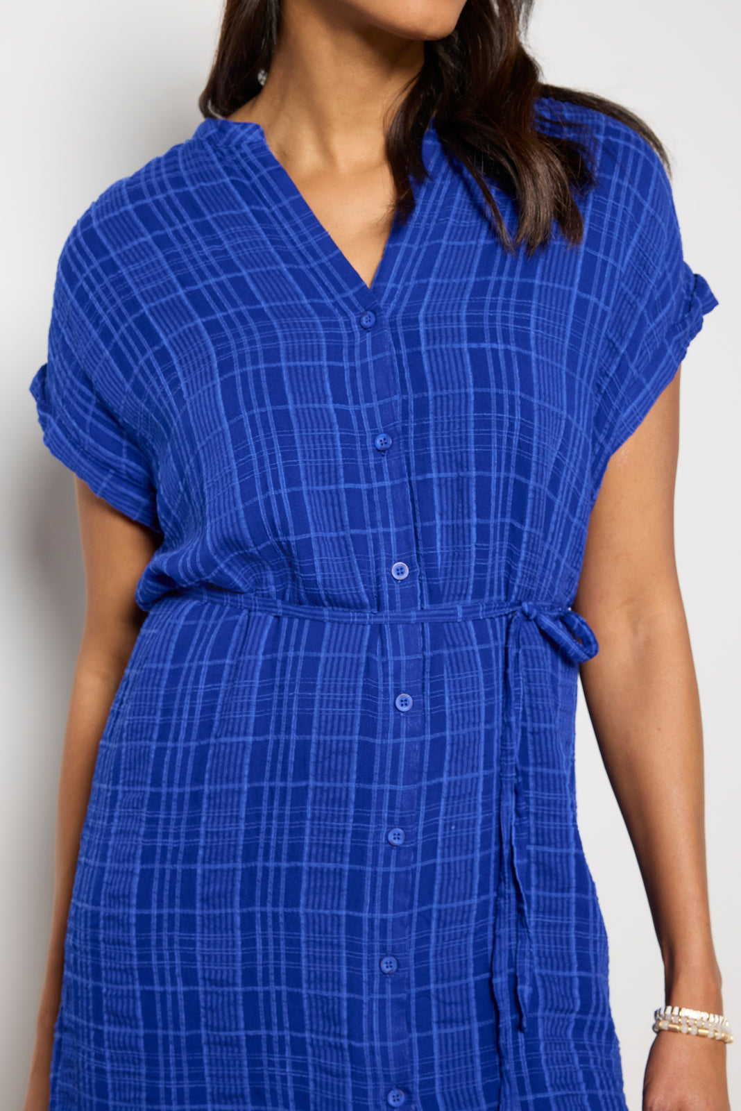 Belted Shirred Mini Dress - Image 3