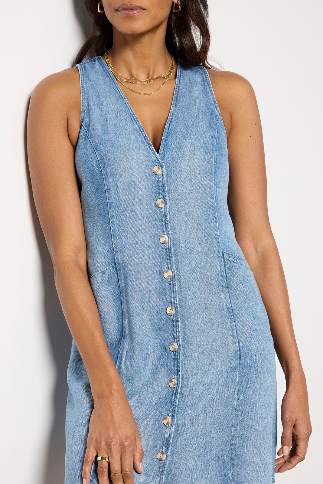 Denim Cinch Back Mini Dress - Image 3