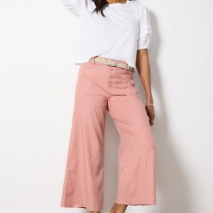 Joelle Stretch Linen Cropped Wide Leg