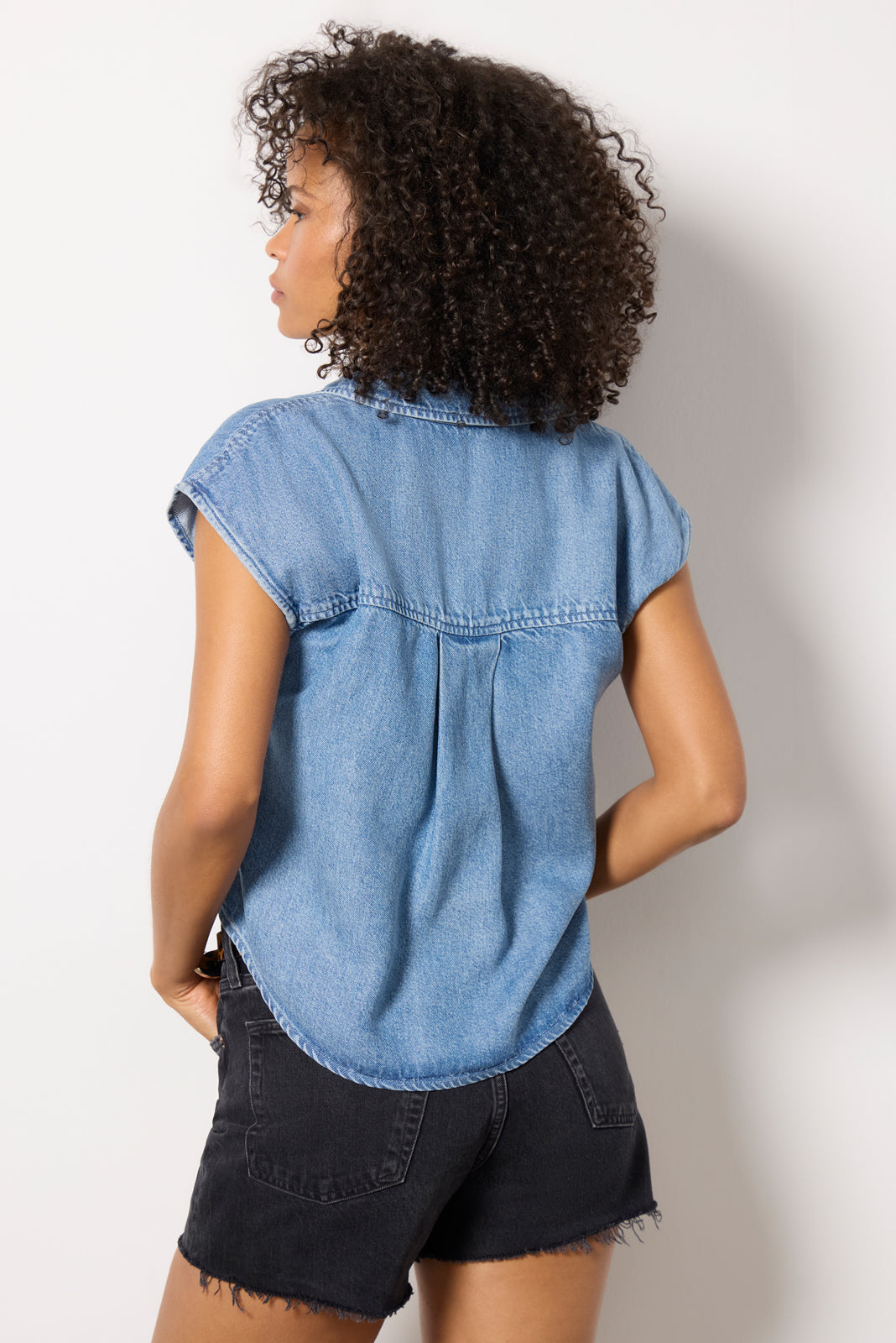 Reworked Denim Short Sleeve Shirt - Image 4