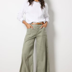 Joelle Stretch Linen Cropped Wide Leg
