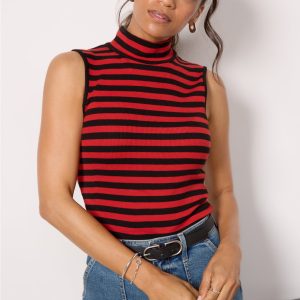 Essential Stripe Sleeveless Mock Neck
