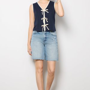 Tori Ribbed Tie Front Tank