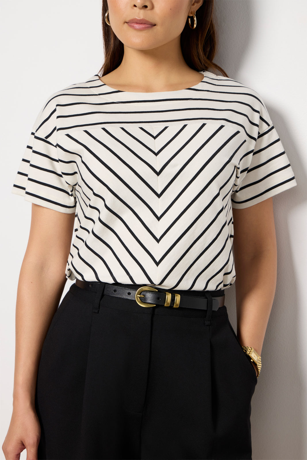 Caroline Chevron Half Sleeve Top - Image 2
