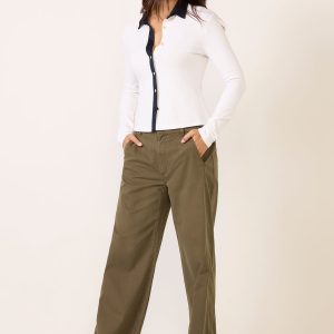 Knit Contrast Long Sleeve Polo