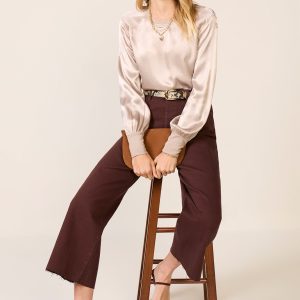 City Satin Long Sleeve Top