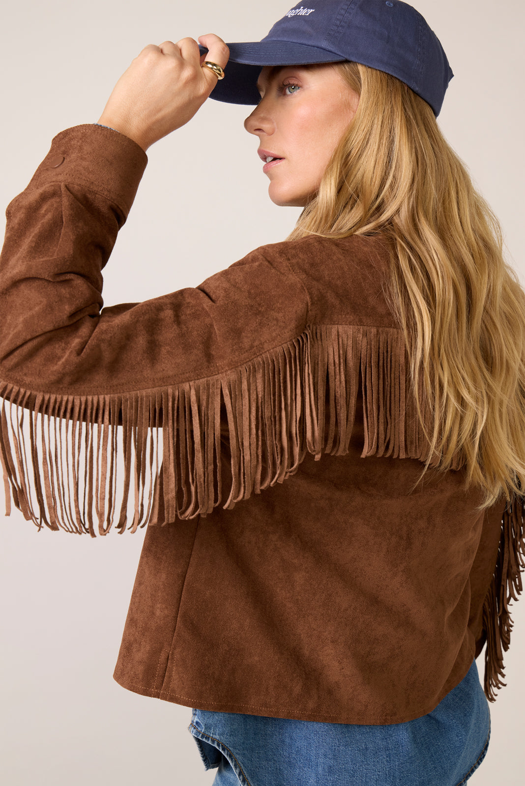 Dolly Faux Suede Fringe Shirt - Image 2