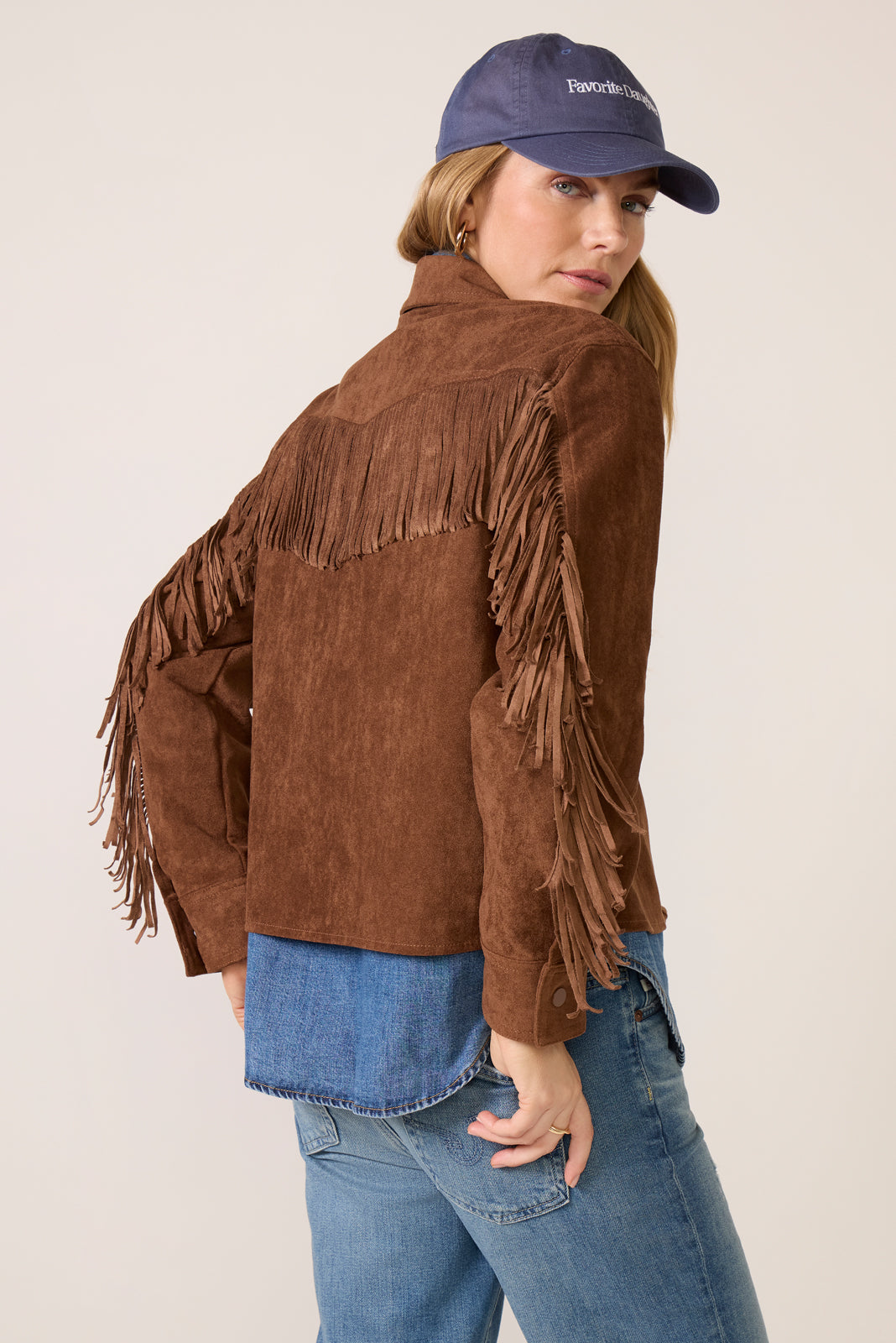 Dolly Faux Suede Fringe Shirt - Image 4