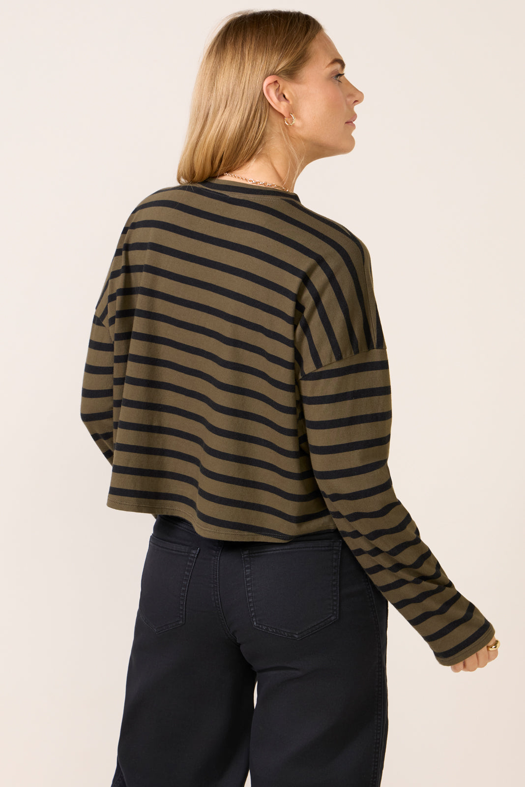 Striped Cropped Long Sleeve Tee - Image 4