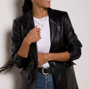Brooks Faux Leather Blazer