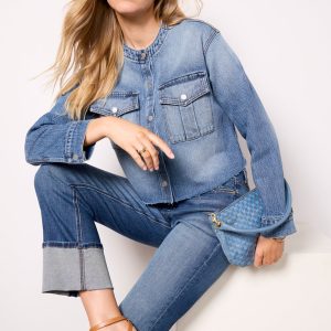 Kacey Collarless Denim Jacket